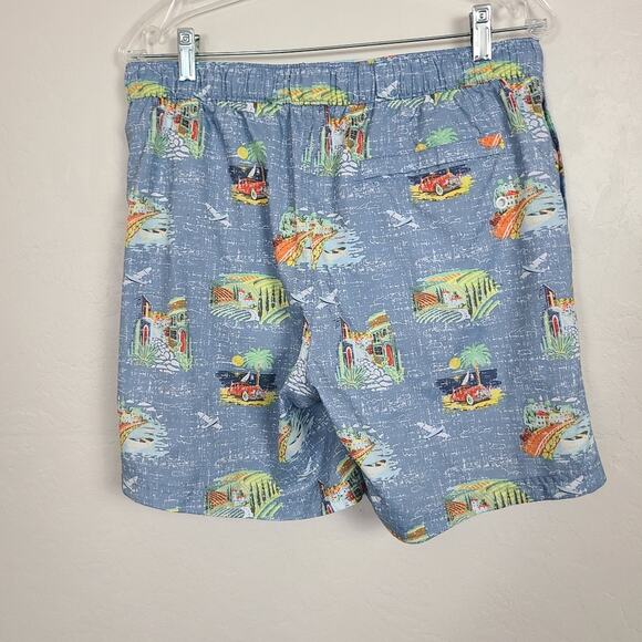 Original Penguin Men's Blue Lightweight Elastic Waistband Tropical Swim Trunks L - Picture 10 of 14